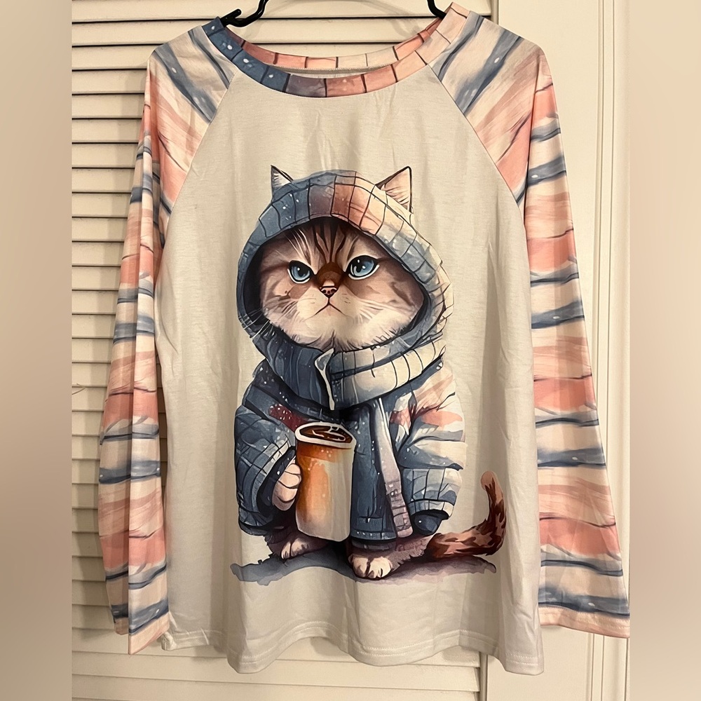 Cat lover long sleeve shirt. Soft, runs big.